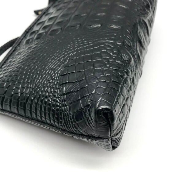 Brahmin Black Croc Embossed Leather Mini Shoulder Bag - Picture 9 of 10